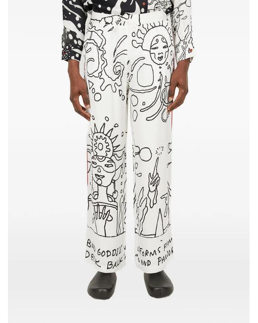 Honey Fucking Dijon White Printed Trousers