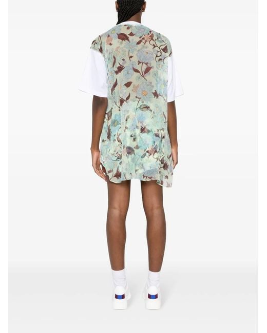 Stella McCartney White Floral-Print Panel T-Shirt
