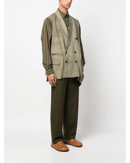 Ziggy Chen Green Asymmetric Double-Breasted Jacket for men