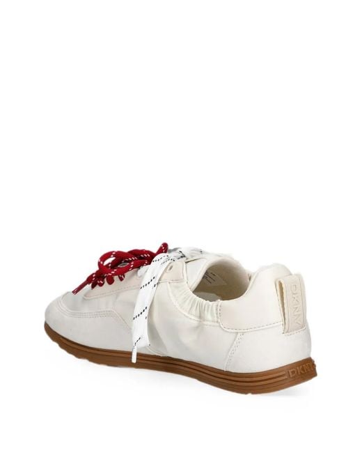 DKNY White Arianna Logo-Embossed Panelled Sneakers