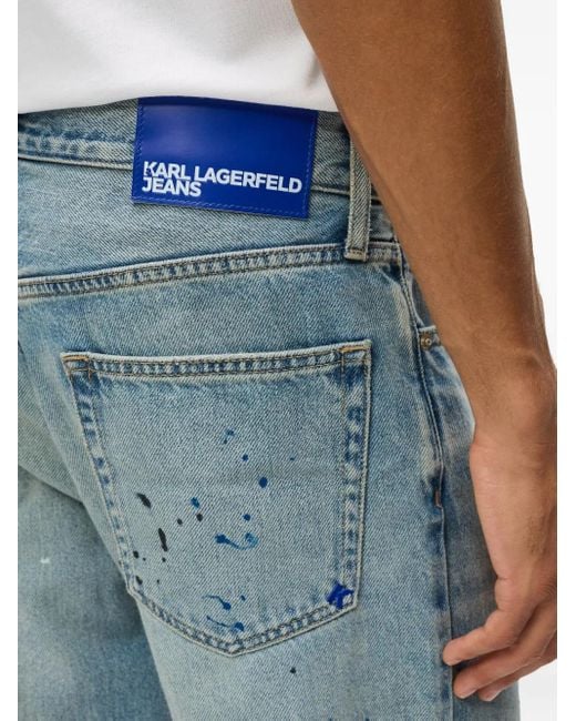 Karl Lagerfeld Blue Logo-Patch Jeans for men