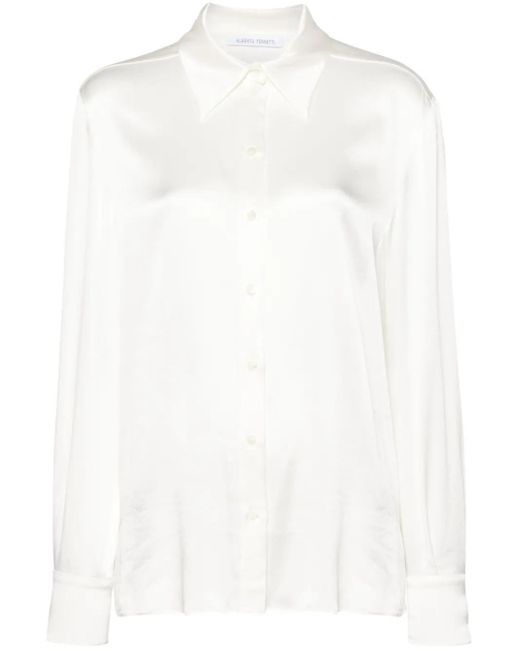 Alberta Ferretti White Hemd Mit Spitzem Kragen