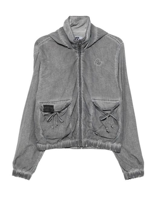 Izzue Gray Bow-Embellished Hooded Jacket