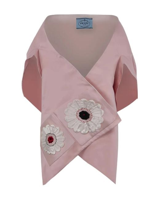 Estola con parche floral Prada de color Pink