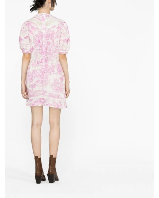 Zadig & Voltaire グラフィック パフスリーブ ドレス Pink