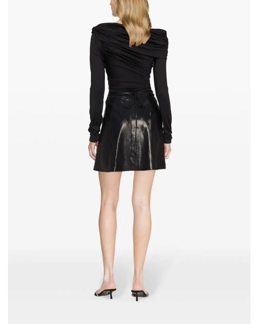 Versace Black Lamé-Effect Wrap Miniskirt