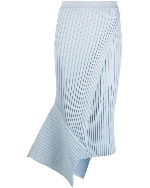 Stella McCartney Blue Ribbed-Knit Midi-Skirt