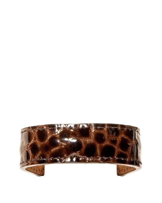 Jennifer Behr Brown Leather-Embossed Mini Pony Wrap