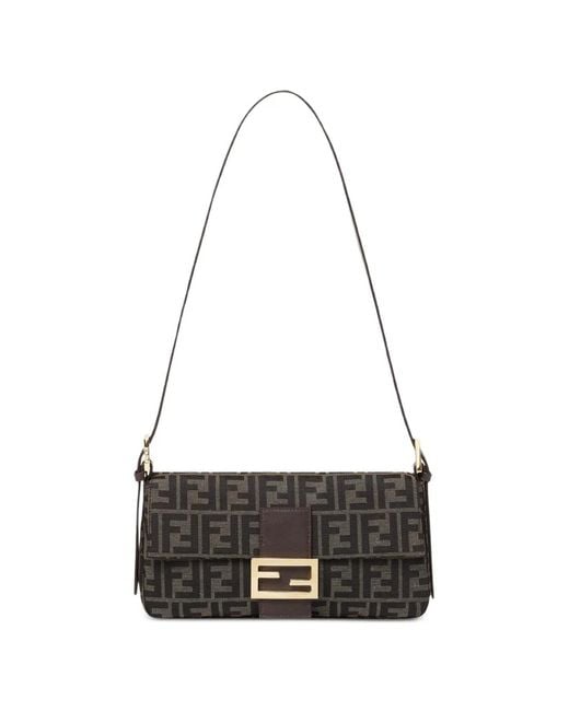 Fendi Gray Baguette Ff-Jacquard Tote Bag