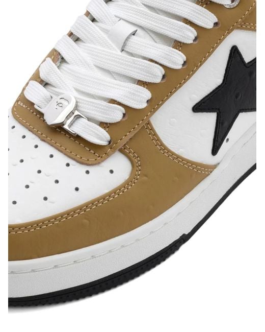 A Bathing Ape White Bape Sta #3 M2 Leather Sneakers for men