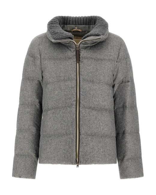 Herno Gray Quilted Knit Collar Jacket