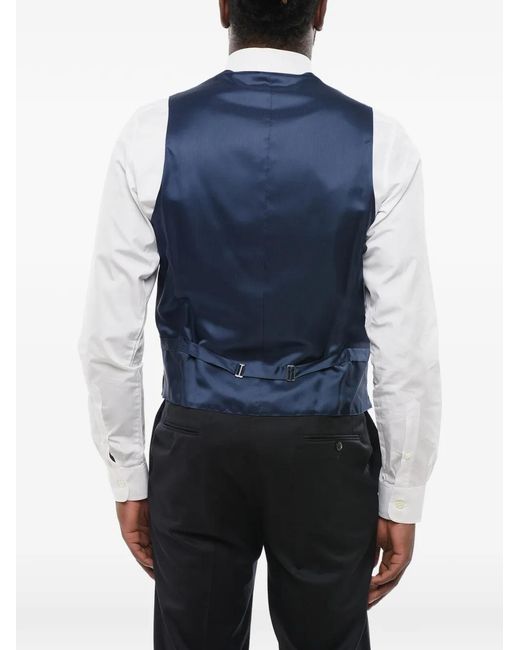 Corneliani Blue Satin Piped-Pocket Waistcoat for men