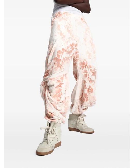 One Teaspoon White Draped Snakeskin-Print Trousers