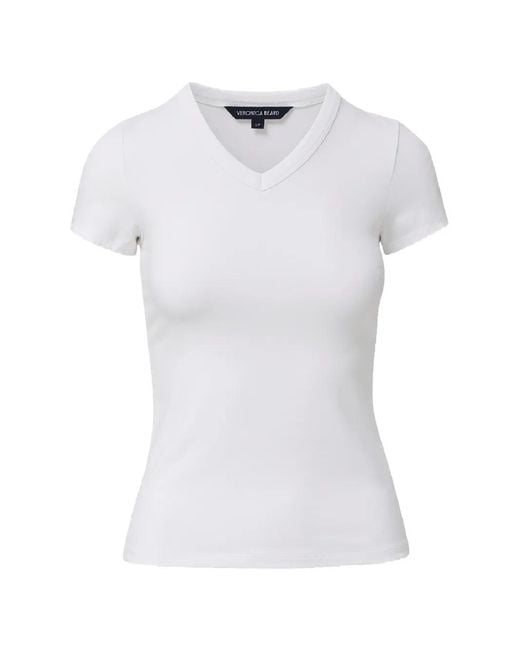 Veronica Beard White Devin V-Neck T-Shirt