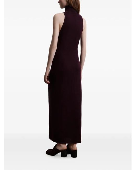 12 STOREEZ Purple Turtleneck Sleeveless Maxi Dress