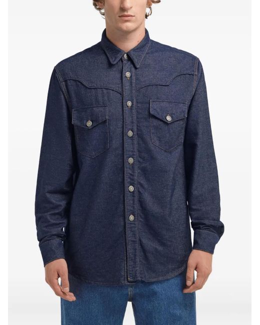 Roberto Cavalli Blue Pocket Jeans Shirt for men