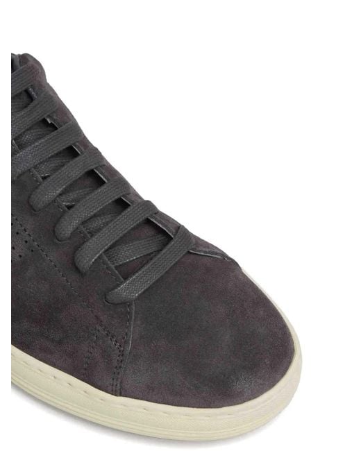 Tom Ford Black Baskets En Daim À Logo Perforé for men