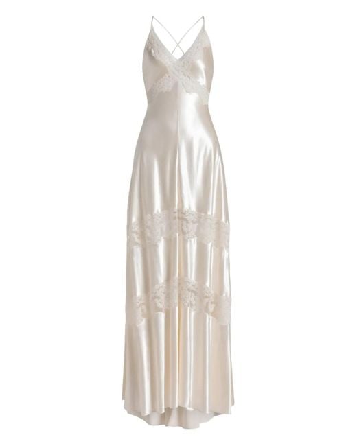 Alberta Ferretti White Lace Panel Dress