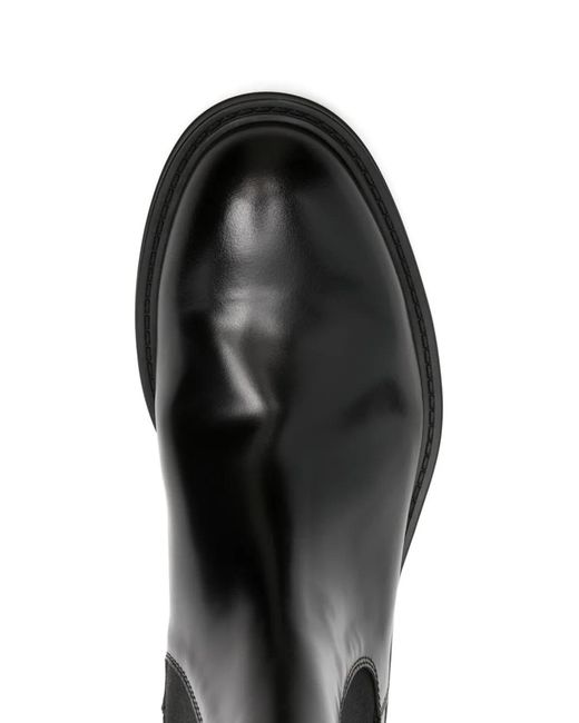 Green George Black Elastic-Panel Leather Boots for men