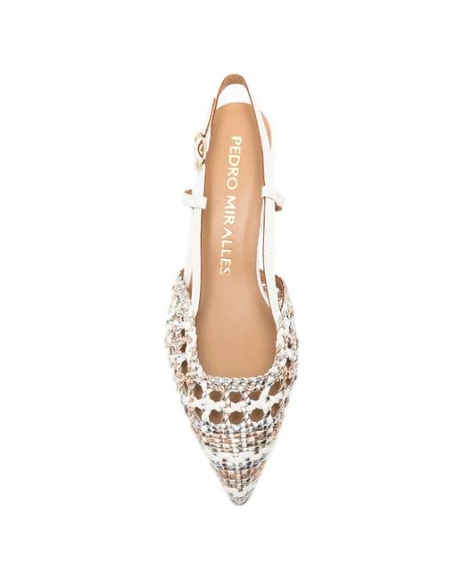 Pedro Miralles White Pointed-Toe Mules