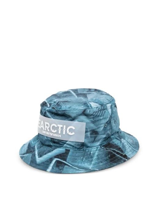 Sombrero de pescador con estampado ártico Emporio Armani de hombre de color Blue