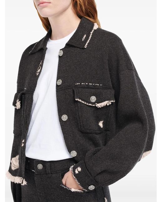 Barrie Black Fringed Denim Jacket