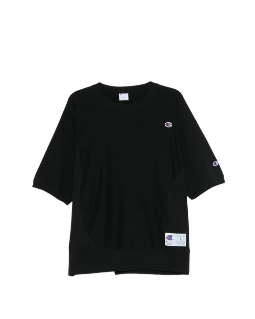 Undercover Black X Champion Logo-Patched Crew Neck T-Shirt for men