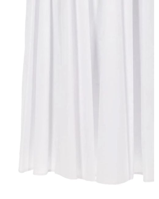 Aspesi White Elasticated Pleated Midi Skirt