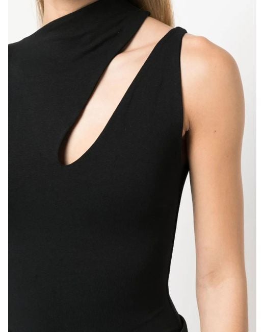 MANURI Black Bambina Asymmetrical-Neckline Top