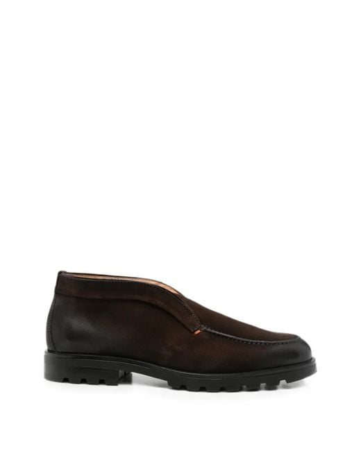 Santoni Black Round-Toe Leather Loafers for men