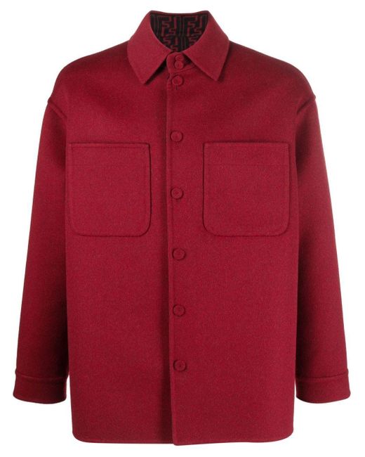 Fendi Red Button-front Shirt Jacket for men