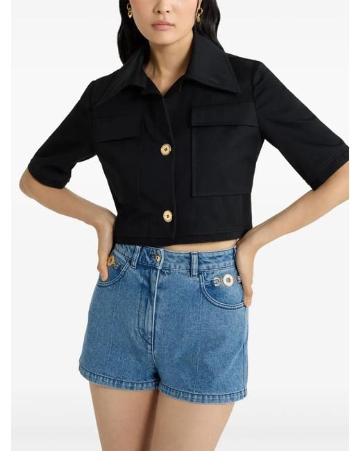 Patou Black Short-Sleeved Cropped Jacket