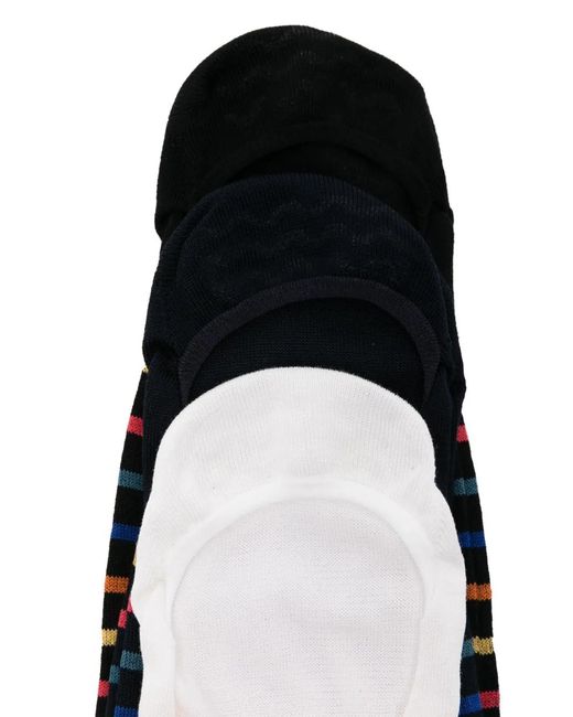 Paul Smith Black No Show Gilbert Socks (Pack Of Three) for men
