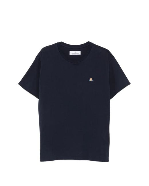 Vivienne Westwood Blue Orb-Embroidered Crew-Neck T-Shirt for men