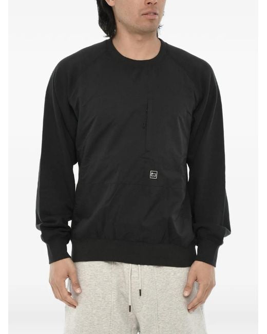 Woolrich Black Zip-Pocket Crew-Neck Sweater for men