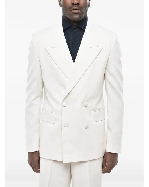 Givenchy White Double-Breasted Peak-Lapel Blazer for men