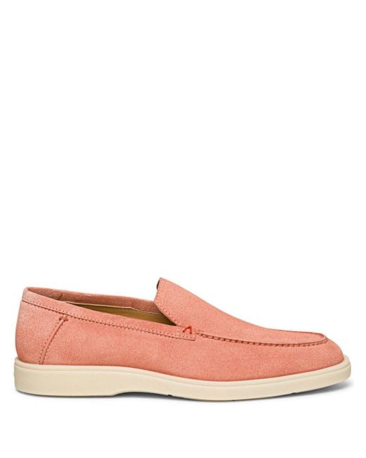 Santoni Pink Almond-toe Suede Loafers for men
