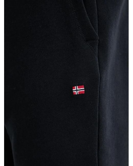 Napapijri Black Drawstring Embroidered Track Shorts for men