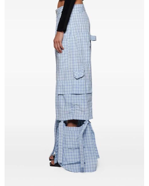 Natasha Zinko Blue Checked-Pattern Cargo Trousers