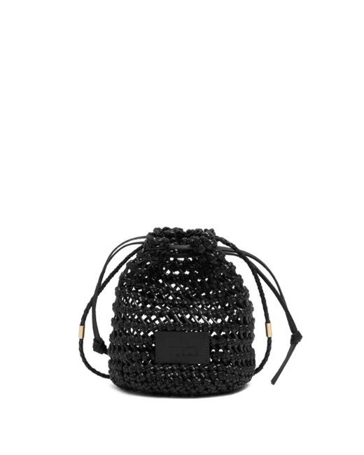 Bimba Y Lola Black Plaited Leather Bucket Bag