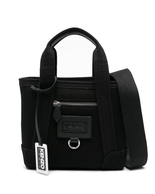 KENZO Black Logo-patch Canvas Shoulder Bag