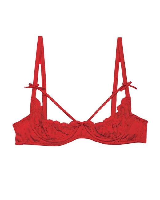 Fleur du Mal Red Charlotte Peekaboo Bra