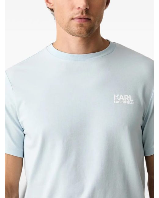 Karl Lagerfeld Blue Logo-Print Crew-Neck T-Shirt for men