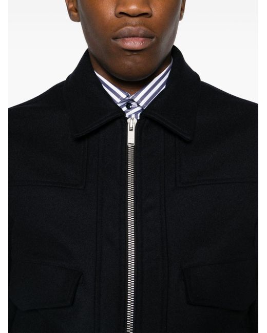 Men's wool bomber sale jacket with fur collar