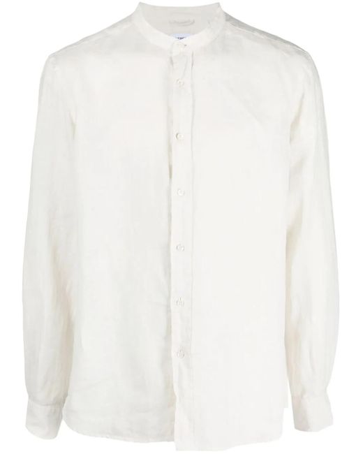 Aspesi White Long-Sleeved Linen Shirt for men