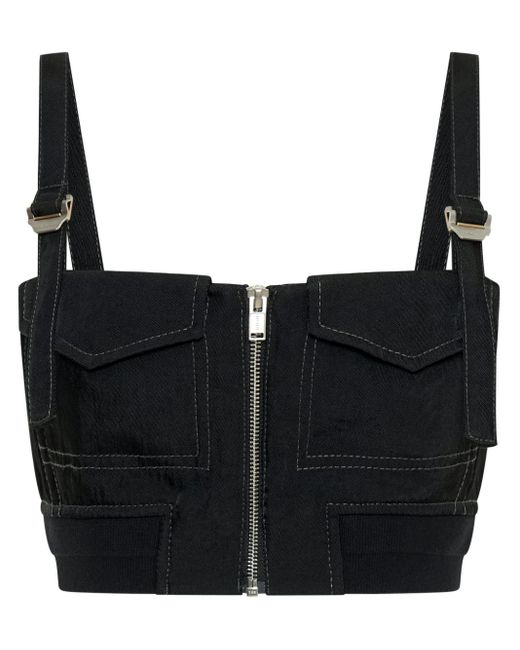 Dion Lee Black Sleeveless Cropped Bustier Top