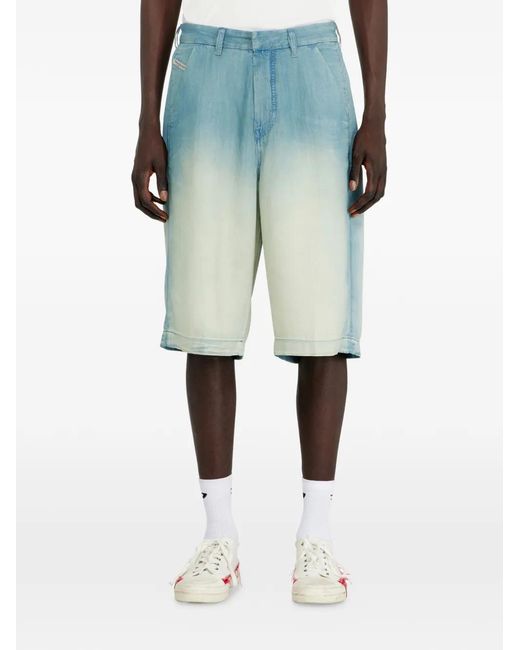 DIESEL Blue Faded Denim Shorts for men