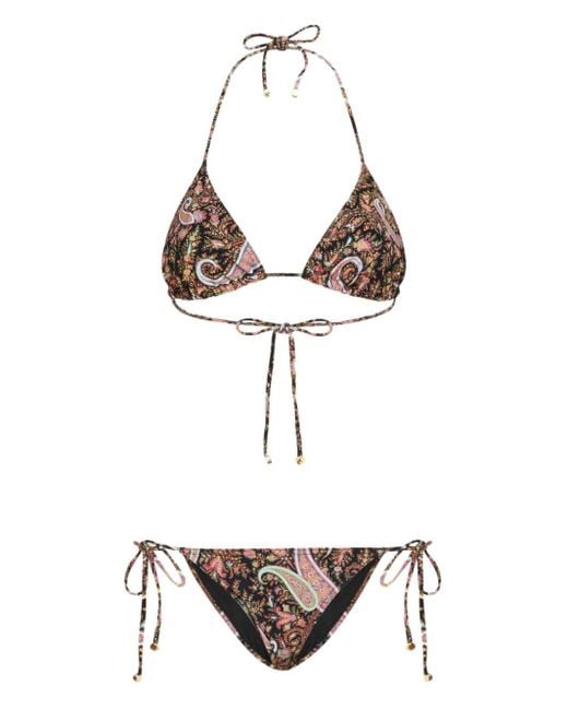 Etro White Neckholder-Bikini mit Paisley-Print