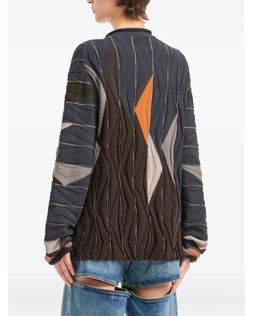 Cardigan Con Motivo Geometrico di Kiko Kostadinov in Black da Uomo