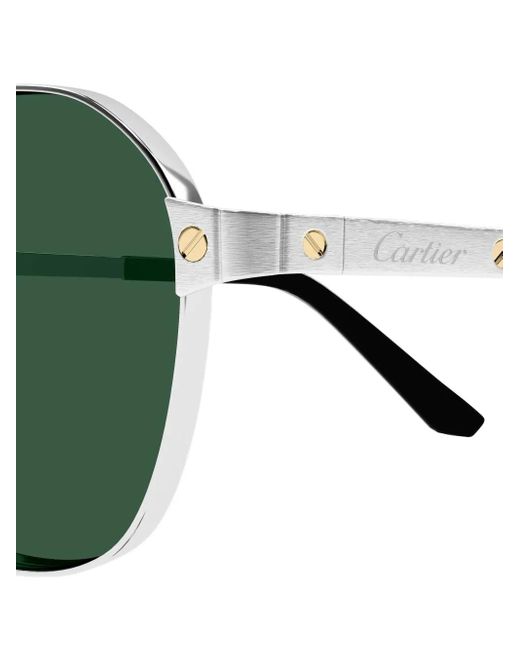 Cartier Green Pilot-Frame Sunglasses